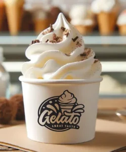 Contenedores para alimentos personalizados con logo de marca, ideales para heladerías y servicios a domicilio.