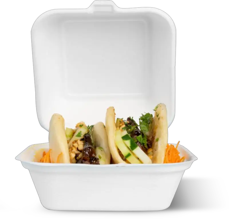 Portacomidas C1 de pulpa moldeada con alimento